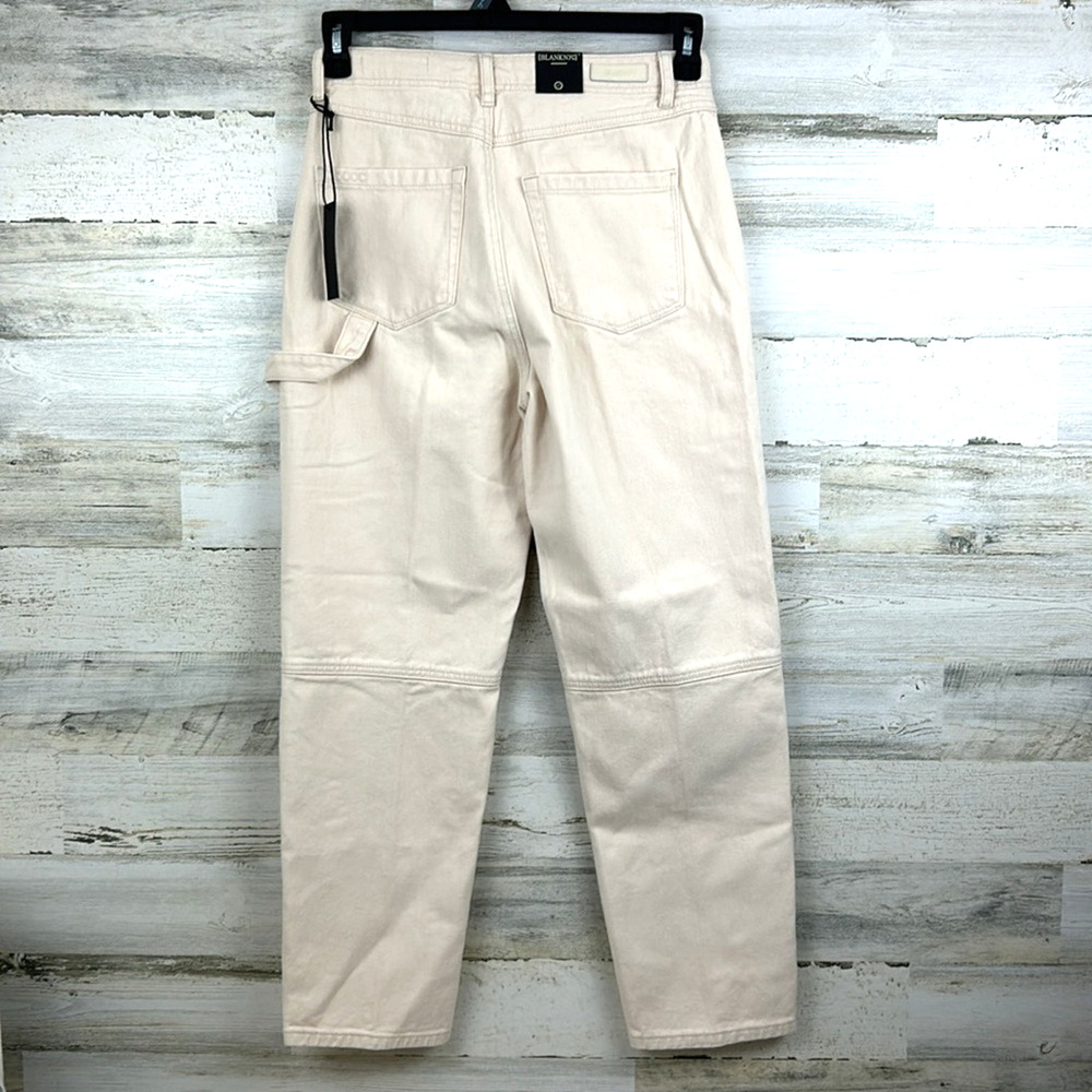 Blank NYC Womens 27 Cream High Rise Button Fly Tapered Denim Jeans NWT - Picture 3 of 9